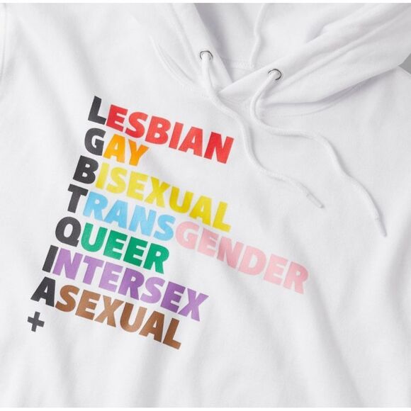 Pride Hoodie - White Hooded Pullover for LGBTQIA+ Sweatshirt 4X - Picture 2 of 4